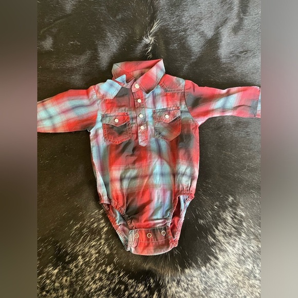 Rafter C Pearl Snap Long Sleeve Western Snap Crotch Shirt Infant Size 12 Months‎ - Picture 1 of 5